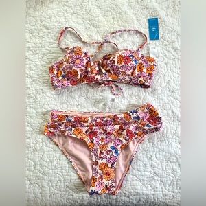 CUPSHE Floral Mid-Waisted Bikini Set